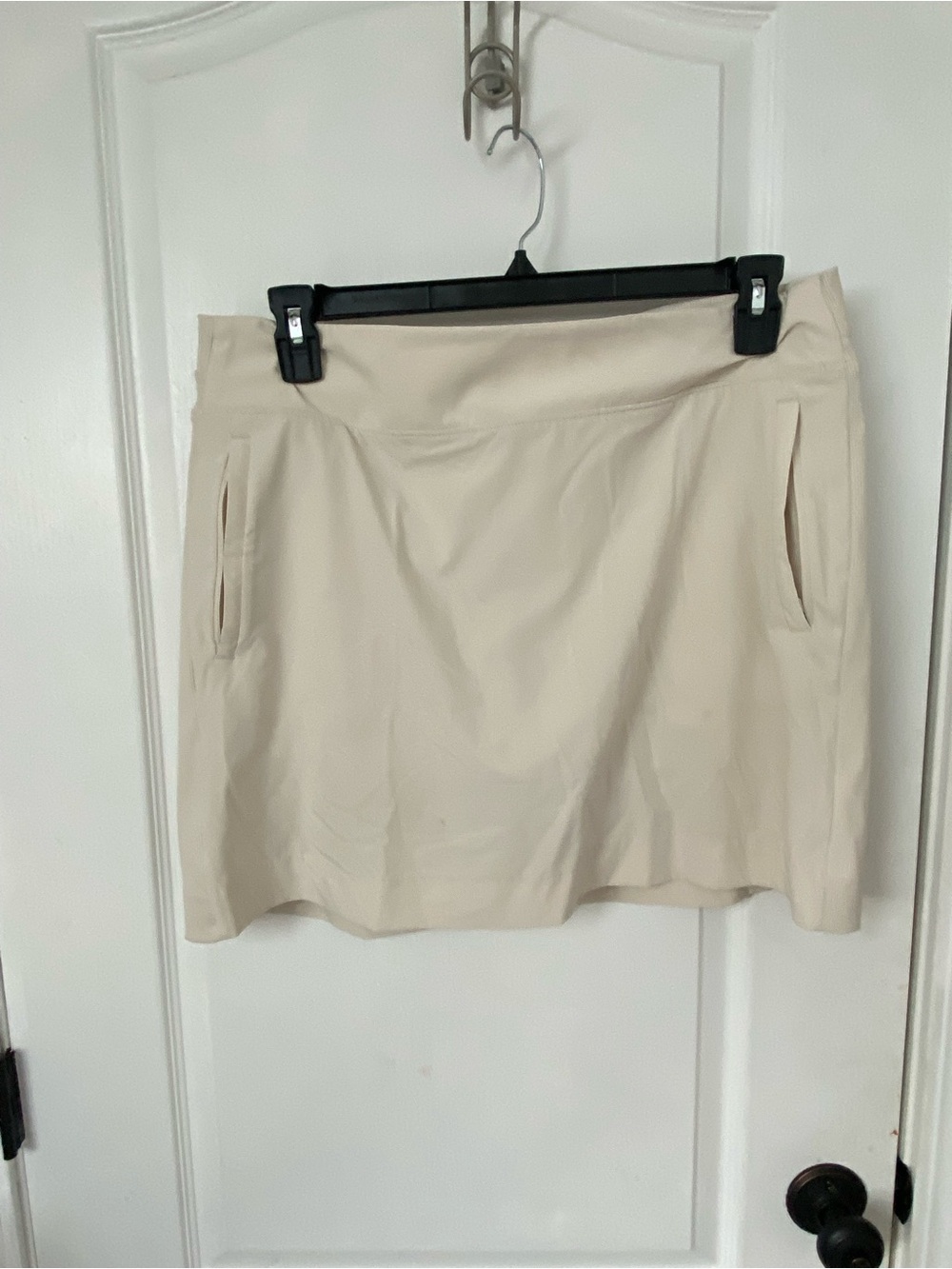 Women's Cream Mini Skirt with Front Slit Pockets